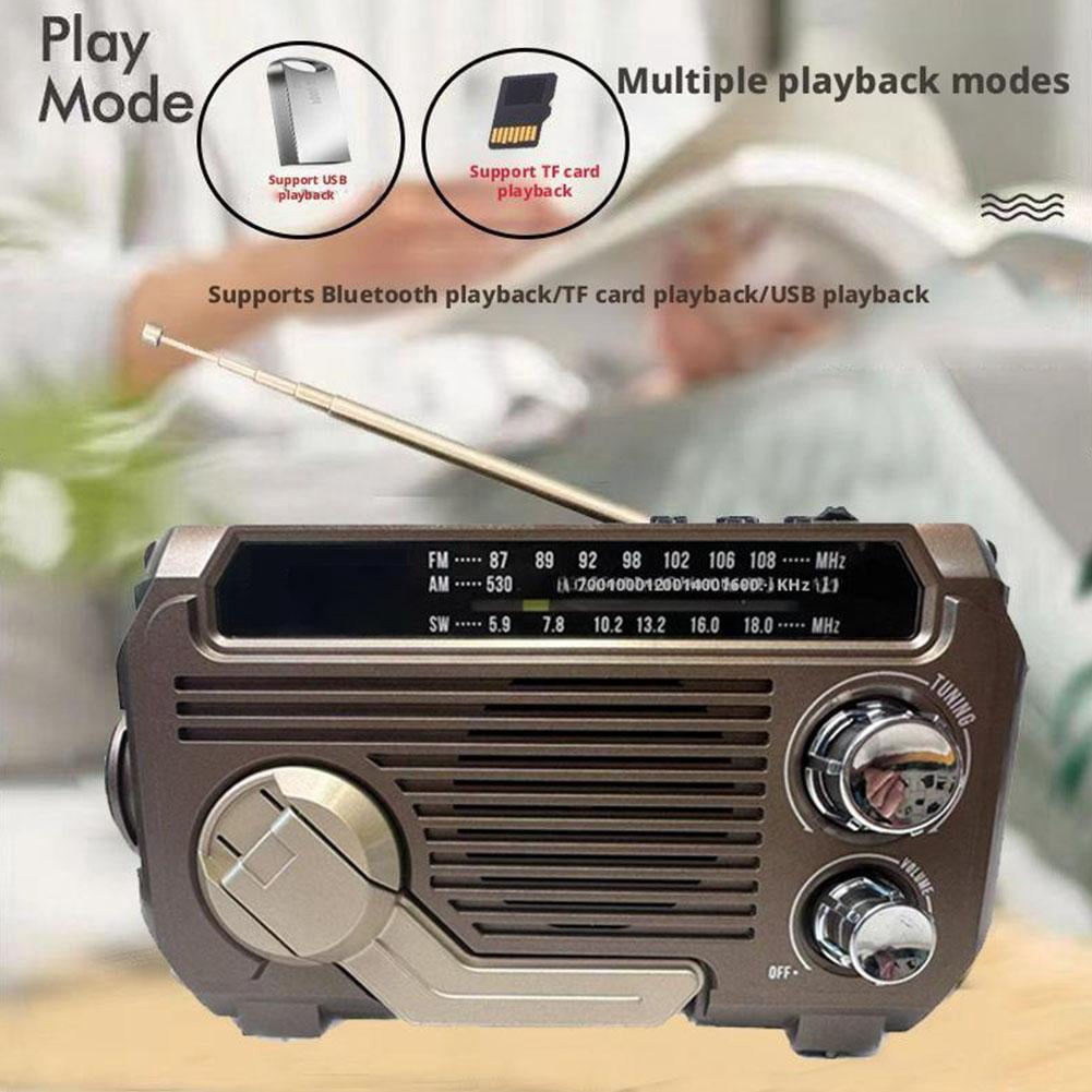 Wind Up Emergency Radio, 2025 Solar Hand Crank Emergency Radio /AM/SW with Bluetooth,Portable Rechargeable Emergency Flashlight Radios for Camping Hiking Outdoor