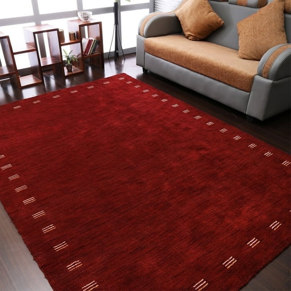 Rugsotic Carpets Handmade Rugs Hand Knotted Loom Rectangle 5'x8' Red Wool for Indoor Use