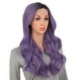thumbnail image 2 of Onedor 24 Inch Synthetic Curly Lace Front Wig - Glueless Middle Part Dark Root Wigs for Women (Purple), 2 of 7