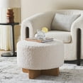 thumbnail image 2 of SAFAVIEH Alistair Modern Faux Shearling Ottoman, Off White/Natural, 2 of 10