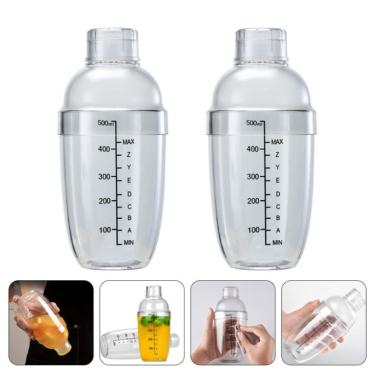 Homemaxs 2pcs Plastic Cocktail Drink Hand Shaker with Scale Bar Wine Tool  Drink Mixer