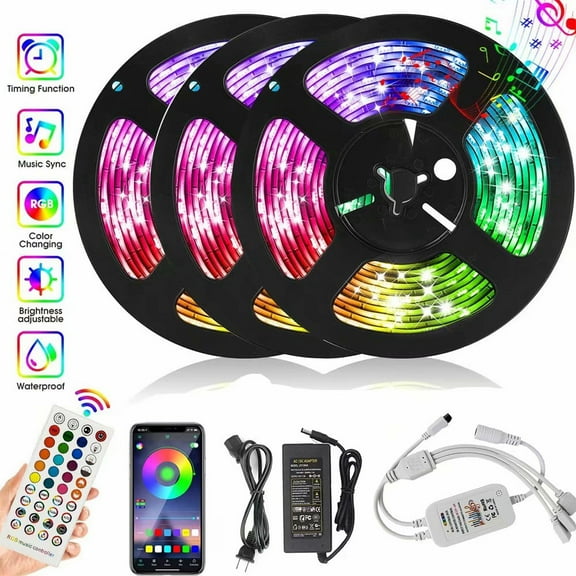 49.2ft LED Strip Lights,Color Changing Light Strip with Remote,Bright RGB LED Lights for Bedroom Ceiling Under Cabinet