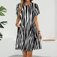 thumbnail image 2 of Zebra Black White Animal Print Dress Fashion Beach Short Sleeve Dresses Female Party Printed Sundress, 2 of 7