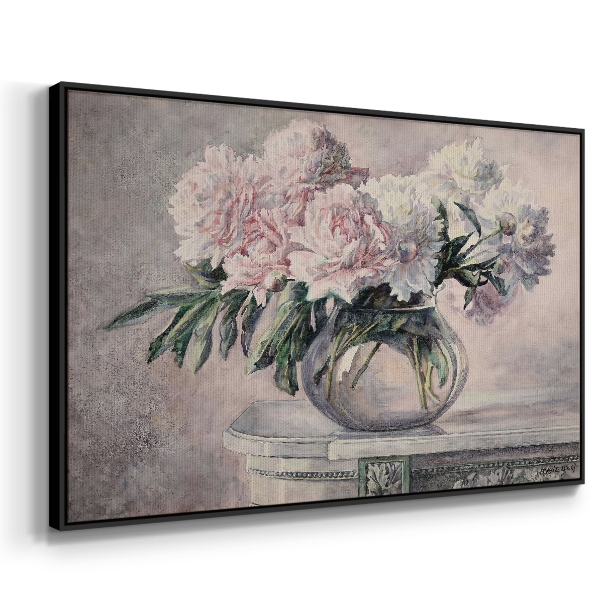 Vintage Botanical Print-LIX By Wexford Home Framed in Black Wood Gallery Wrapped Canvas 27 in. x 41 in.