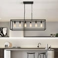 thumbnail image 5 of Garwarm Black Farmhouse Kitchen Island Lighting, Industrial Chandelier, 6-Light Rectangular Pendant Light Fixtures For Dining Room Bar Foyer(Metal, Height Adjustable), 5 of 18