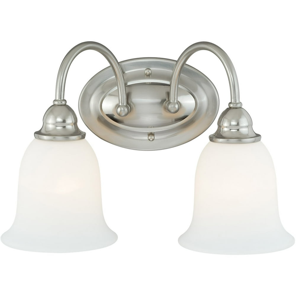 Bathroom Vanity 2 Light Fixtures With Satin Nickel Finish Steel