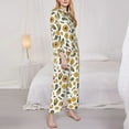 thumbnail image 3 of Picia Cartoon Corn Pumpkin Sunflower Pattern Women’s Long-Sleeve Sleepwear Set - Soft 2-Piece Loungewear with Pockets, Comfy PJs for Relaxing Nights-X-Large, 3 of 7