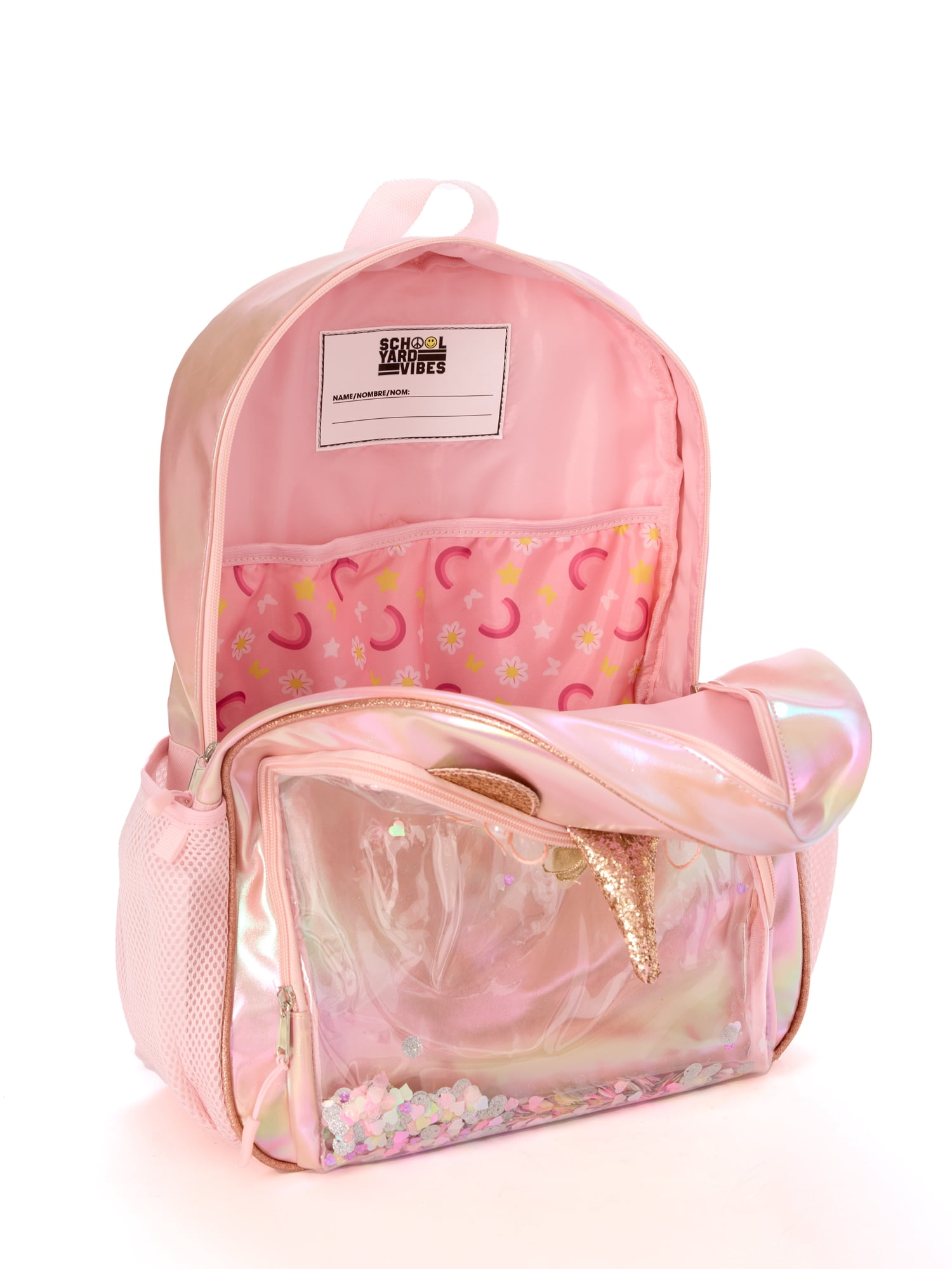 Schoolyard Vibes 17" Girls' Unicorn Backpack with Stationary Set, Pink