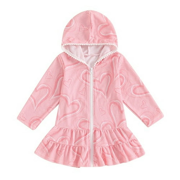 Penkiiy Niños Niños Niña Niña Natación Cover Up Towel Traje de baño Zip Up Traje de baño Vestido de playa Cover Up Traje de playa