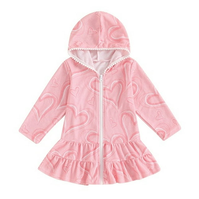 Penkiiy Niños Niños Niña Niña Natación Cover Up Towel Traje de baño Zip Up Traje de baño Vestido de playa Cover Up Traje de playa