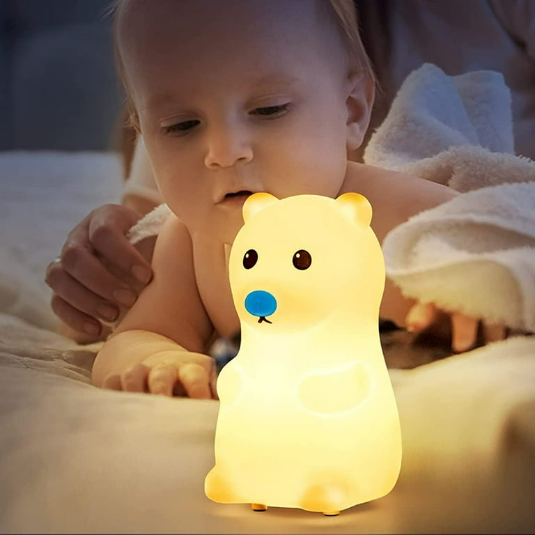 Cute Bear Kids Night Light for Kids 7 Colors Kawaii Night Lights for Kids Room Rechargeable Cute Lamp Baby Night Light Cute Stuff for Teen