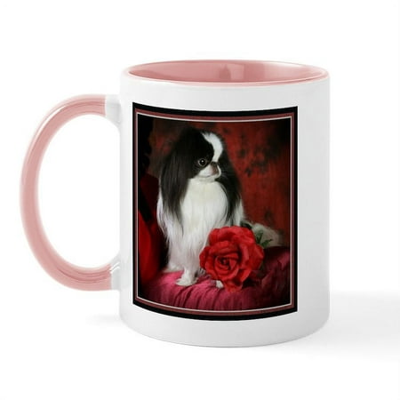 

CafePress - Japanese Chin & Rose Mug - 11 oz Ceramic Mug - Novelty Coffee Tea Cup