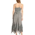 thumbnail image 2 of Sakkas Rayon Embroidered Stonewashed Adjustable Spaghetti Straps Long Dress - Grey - 1X/2X, 2 of 5