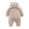thumbnail image 4 of Odeerbi Toddler Girls Clothes Baby Jumpsuit Romper 2025 Fashion Solid Color Cute Plush Thickening Keep Warm Bear Ear Winter Jumpsuit Gray 12-18 Months, 4 of 5