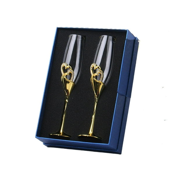 Juego de copas de champán con diamantes de imitación "Diamond Creative Premium Champagne Gift Red" dorado