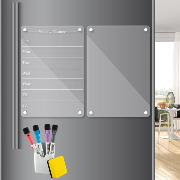 Threns Acrylic Magnetic Calendar Set for Fridge Transparent Planning Blank Board Dry Erase Calendar for Office Home 8.7x13inch