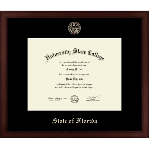 State of Florida Official State Seal Document Frame, Document Size 11" x 8.5"
