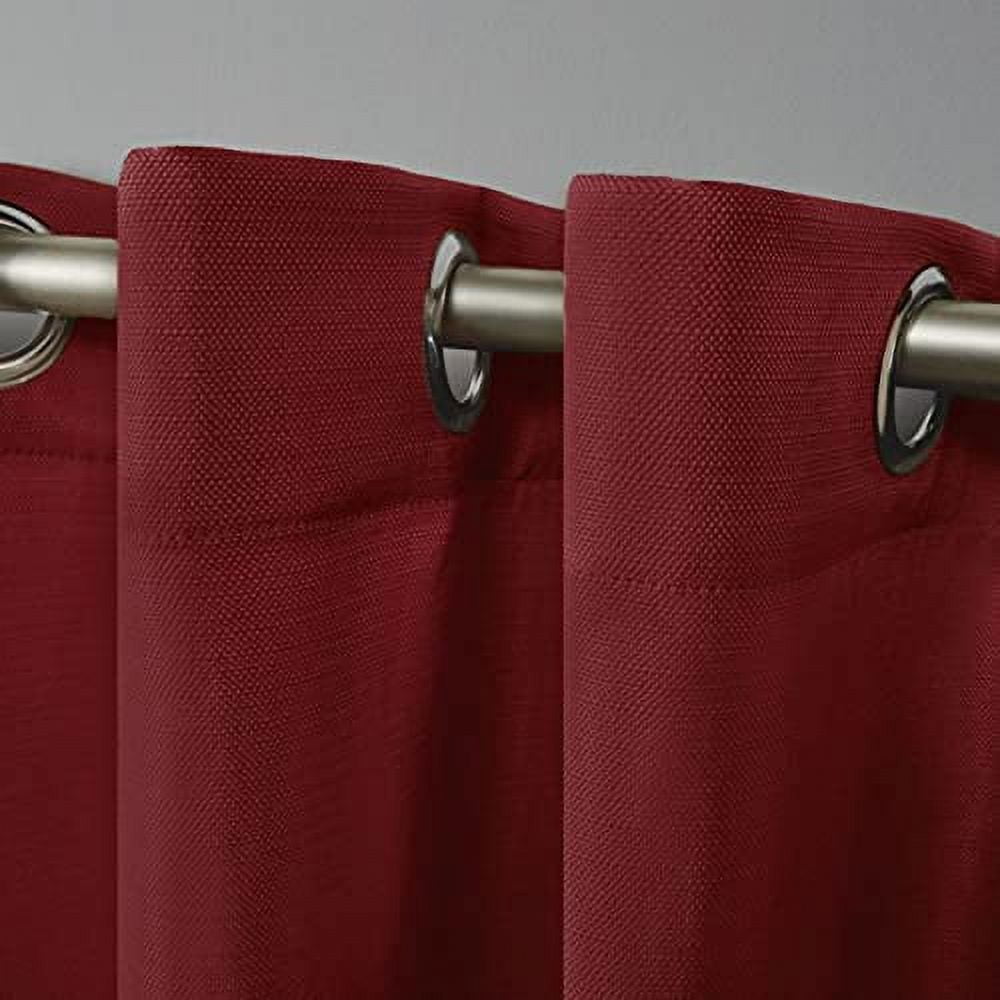 Exclusive Home Delano Heavyweight Textured Indoor/Outdoor Grommet Top Curtain Panel Pair, 54"x120", Radiant Red