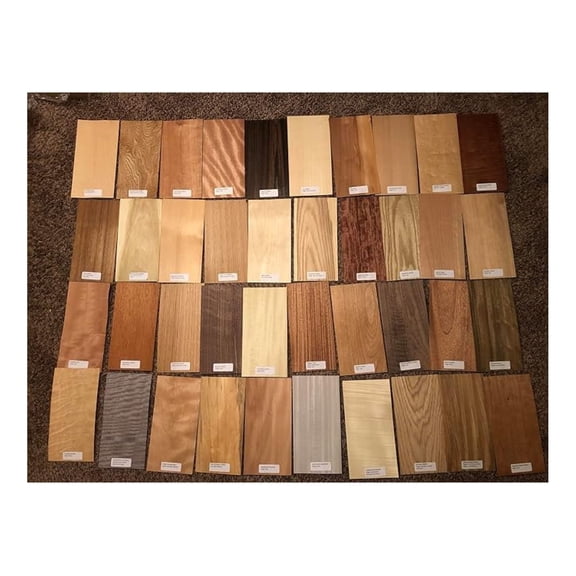 Wood Veneer Sheets 40-Pack - 6x12 Inch - Exotic & Domestic Marquetry Veneer - 1/42" Thick - Labeled Wood for Arts & Crafts