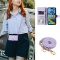 thumbnail image 6 of ELEHOLD for iPhone 14 Pro Wallet Crossbody Case PU Leather Cover with Card Slots Magnetic Clasp Kickstand Detachable Wriststrap Shoulder Strap Flip Shockpoof Cover,purple, 6 of 8