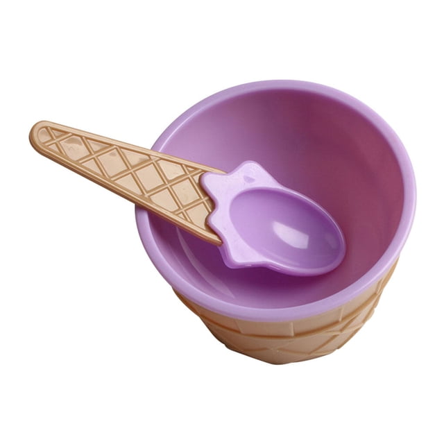 Toystoory Taza de helado para niños Postre para niños Mezcla de helado Tazón de PP con cuchara Vajilla Vajilla, verde Mostrada Violeta