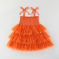 thumbnail image 5 of HaCpiu Little One Halloween Orange Dress Cute 3D Plush Pumpkin Smocked Elastic Bodice Tie Shoulder Layered Mesh Tutu Dress, 5 of 6