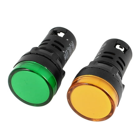 2 Pieces AD16-22D/S Green Yellow Pilot Light Panel Indicator 22mm DC24V