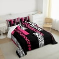 thumbnail image 3 of Manfei Chic Leopard Print Bedding Comforter Set for Female, Cheetah Zebra Animal Twin Comforter Sets, Black Pink Geometric Reversible Bedding Set, Super Cozy Room Decor, 2-Piece, 3 of 8