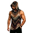 thumbnail image 2 of Digital Camo Sleeveless Hoodie For Men, Muscle Fit Pullover Tank with Kangaroo Pocket - Quick-Dry Workout Vest for Gym & Bodybuilding Brown XXXXL, 2 of 7