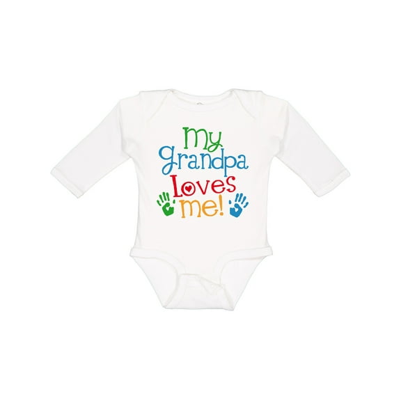 Inktastic Grandpa Loves Me Boys or Girls Long Sleeve Baby Bodysuit