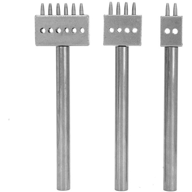 Herramienta de costura de cuero con diferentes cabezas de garra, 3 uds., juego de herramientas de perforación de agujeros espaciadores para bricolaje, costura de cordones, cincel, artesanía de cuero (5mm) LingWen 8390614608702