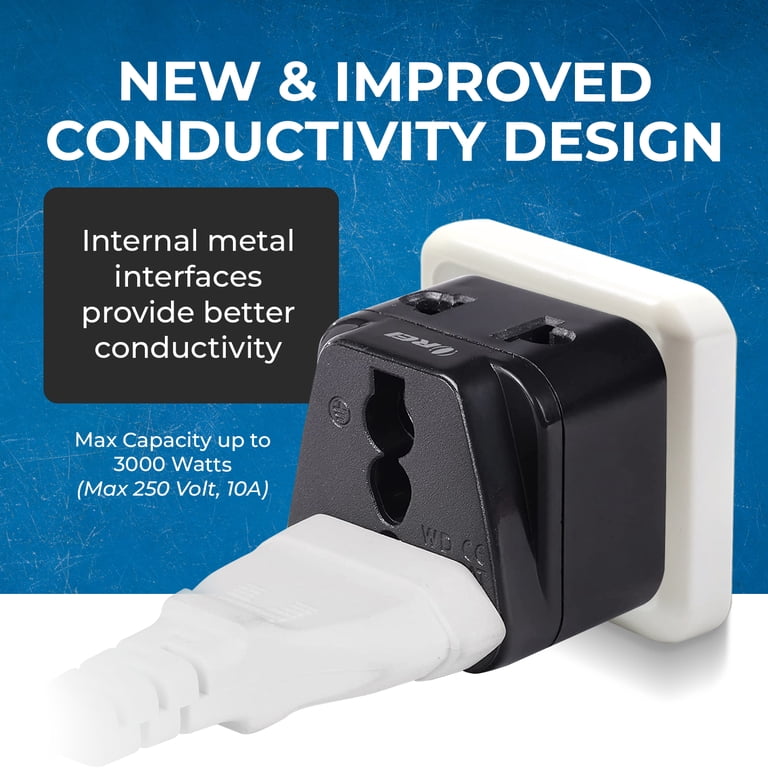 OREI 2 in 1 USA to Europe, Russia, UAE Adapter Plug (Type C) - 4