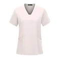 thumbnail image 3 of Jogging Scrubs Set for Women Soft and Stretchy Nurse Uniform V-Neck Tops and Yoga Jogger Pants with Pocket White L, 3 of 6