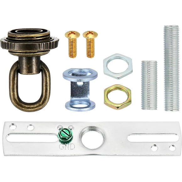 shiyou-4" Universal Light Fixture Cross Bar Kit, 1/4 IP Center Ceiling Light Plate Mounting Bracket Canopy Hardware Repair Set with Screw Loop, Bronze