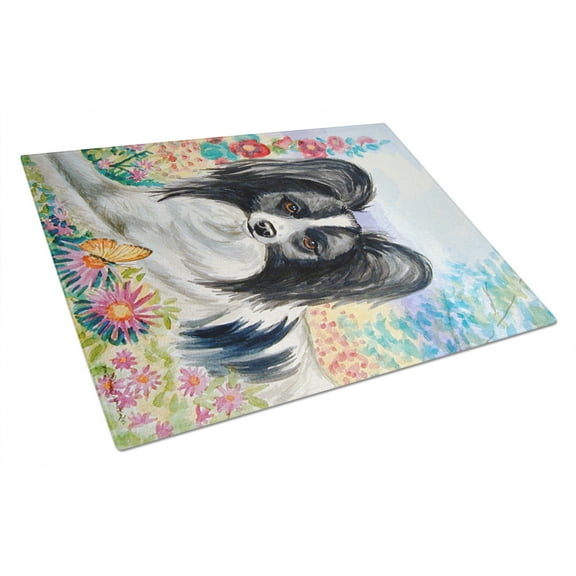 Caroline's Treasures 7273LCB Papillon Glass Cutting Board Large, 12H x 16W, multicolor
