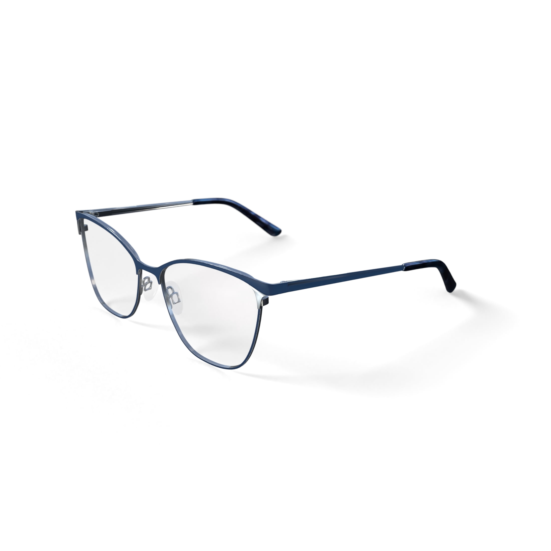 Bio Eyes Women's Chloe Square Prescription Eyeglasses with Case, Blue/Silver