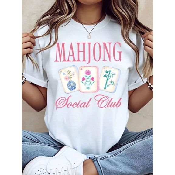 Mahjong Social Club T-Shirt Casual Wear For Women