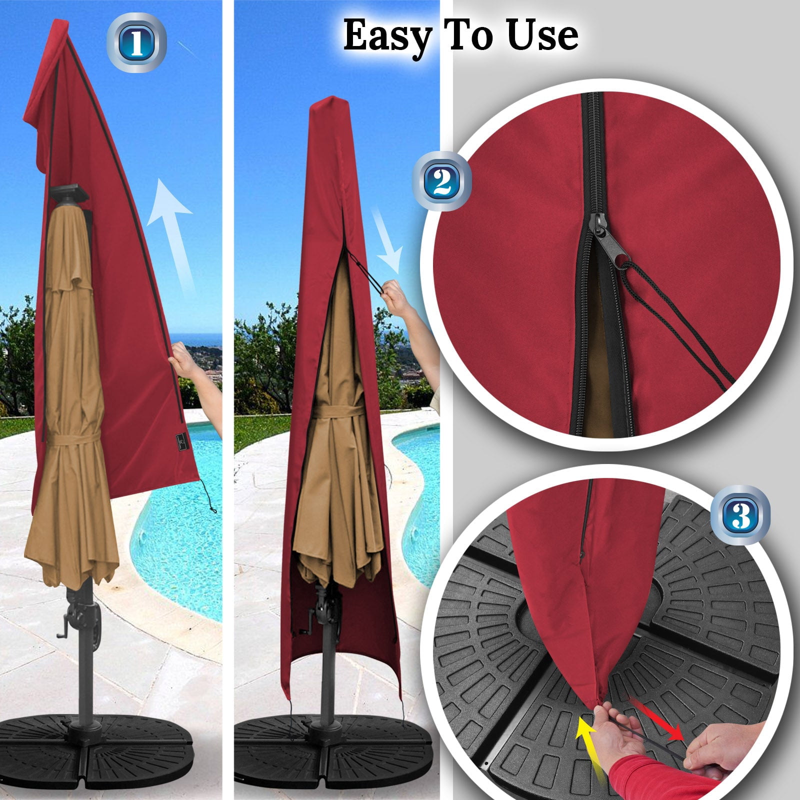 ALUVIERA 10-15ft Patio Cantilever Roma Off-set Umbrella Protect Cover