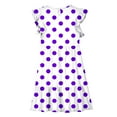 thumbnail image 4 of Efsteb Summer Dress for Girls Polka Dots Round Neck Flowy Party Dress Ruffle Short Sleeve Vacation Sundress (Purple,7 Years), 4 of 8