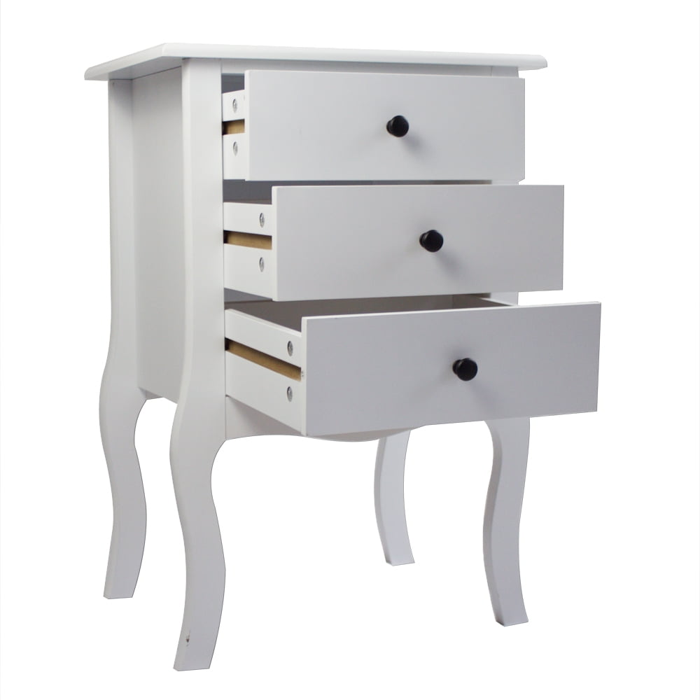 Lowestbest Night Stand for Home, White End Table with 3 Drawers, Modern Design Storage Cabinet, Nightstand for Bedroom, Living Room Lowestbest Night Stand for Home, White End Table with 3 Drawers, Modern Design Storage Cabinet, Nightstand for Bedroom, Living Room
