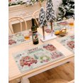 thumbnail image 5 of Christmas Placemats Set of 6 Truck Red Poinsettia Christmas Placemats for Dining Table Retro Stamp Table Mat Winter Holiday Home Party Kitchen Table Decorations, 5 of 6