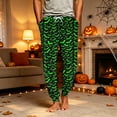 thumbnail image 2 of Men's Halloween Jogger Pajama Pants, Drawstring Two Pocket Printed Cuffed Lounge Sleep Trousers Nightwear Slacks, Green, M, 2 of 7