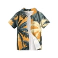 thumbnail image 4 of Abcomgle Hawaii Shirts for Boys Button Down Short Sleeve Boys Summer Shirts Cartoon Palm Tree Print Vacation Boys Dress Shirt,Earthy Yellow,5-6Years, 4 of 5