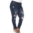 thumbnail image 3 of JDinms Women Ripped Skinny Jean Destroyed Stretchy Fake Denim Pants Plus Size, 3 of 4