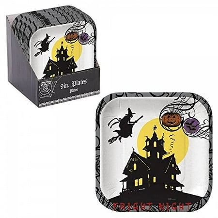 FLOMO Halloween Haunted House Square Plates 2 Packs halloween dishes, halloween plates, halloween napkins and plates, hallowee