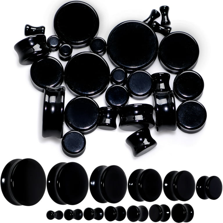 Double Flared Black Saddle Glass Plugs Double Flared Black Saddle Glass Plugs