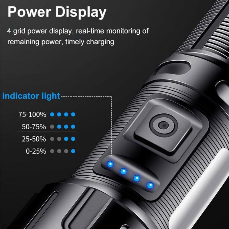 2PCS LED Super Bright Flashlight COB Side Light Warning Light Rechargeable Powerful Flashlight Outdoor Camping Hiking Travel Emergency Light Work Light