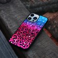 thumbnail image 4 of FINCIBO Soft Rubber Cover Case for Apple iPhone 13 Pro Max 6.7" 2021 (NOT FIT iPhone 13 mini 5.4"/iPhone 13 Pro 6.1"/iPhone 13 6.1" 2021), Blue Glitter Sparkle With Black Pink Glitter Leopard, 4 of 5