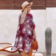 thumbnail image 5 of Mujer Chifón Estampado Floral Playa Casual 1/2 Manga Lose Mid-Length Cardigan Split Fork Cover Up Odeerbi ODB-6, 5 of 9