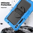 thumbnail image 3 of Case for Samsung Galaxy Tab S10+ Plus 2024/S9 FE+ Plus 12.4 inch with Screen Protector, 360 Degree Rotating Kickstand Hand Strap Shockproof Cover with Shoulder Strap, Sky Blue, 3 of 7